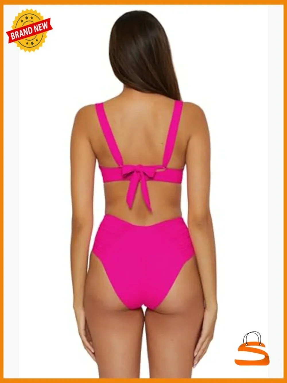 Adjustable Shirred Underwire Bikini Top Medium Nylon Spandex Swimwear